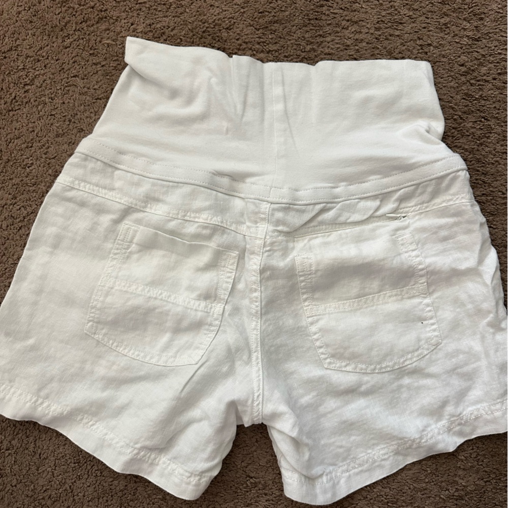 Athleta Cream Linen Shorts (maternity)